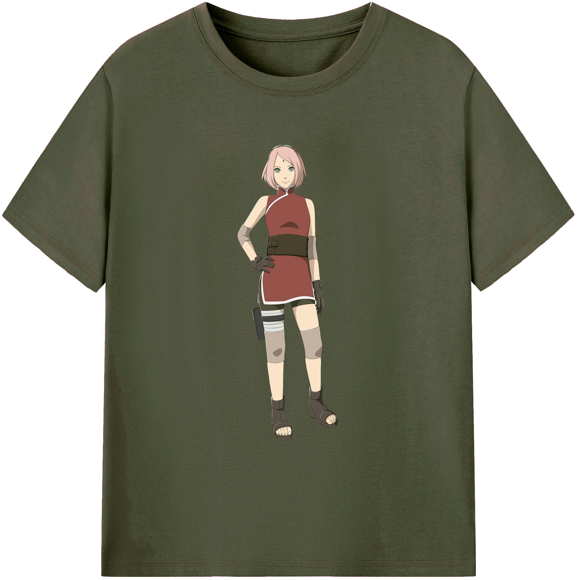 （画像用） NARUTO -ナルト- 春野サクラ Haruno Sakura 綿100％ メンズ半袖Tシャツ｜肌触りやわらか＆通気性